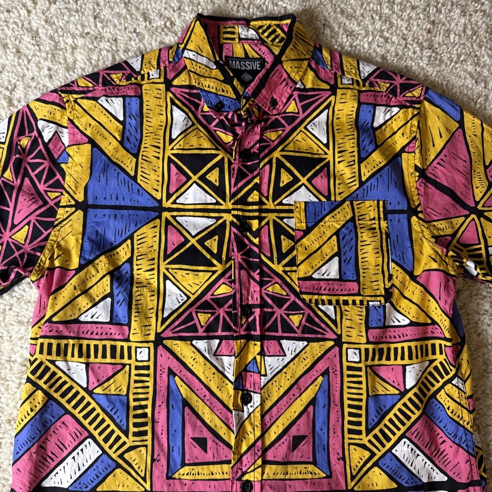 Super Massive Vintage Casual Art to Wear Shirt Mens‎ Small Cotton Button Up